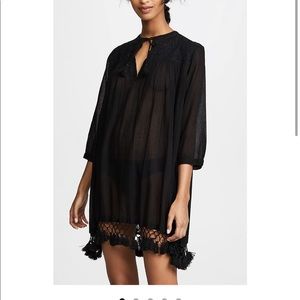Roller Rabbit Lucknow Serafina Black Tunic Fringe Cover Up Dress